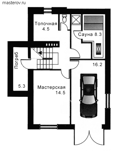 Проект дома с цоколем № A-172-1K - цоколь