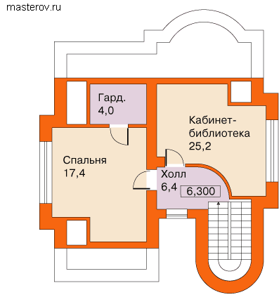 готовый проект кирпичный дом № A-173-1K [30-31, 7-126] - мансарда
