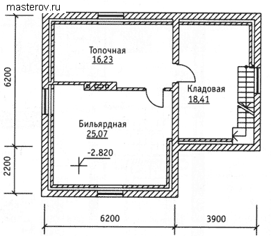 Проект кирпичного дома с мансардой № A-193-1K - цоколь