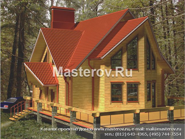 проект брусового деревянного дома № A-203-1D