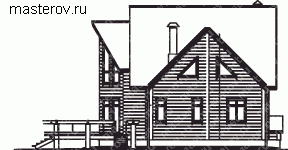 проект брусового деревянного дома № A-203-1D - вид справа