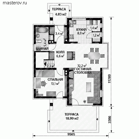 Комфортный дом № A-239-1P - 1-й этаж