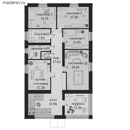 Проект кирпичного дома и гаража № A-295-1K - 2-й этаж