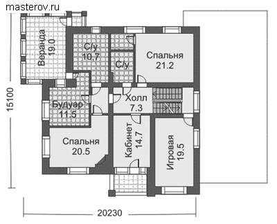 Проект дома с бассейном № A-471-1K - 2-й этаж