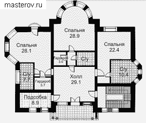Проект дома особняка № A-488-1K - 2-й этаж