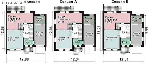 Просторный жилой дом № B-213-1P - 1-й этаж
