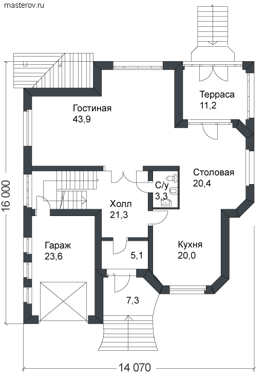 дом с тренажерным залом № B-466-1P - 1-й этаж