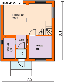 Дом для сезонного проживания № C-094-1P [51-54,  W-159] - 1-й этаж