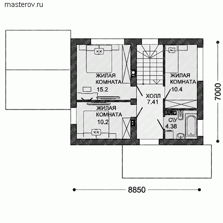 Проект пенобетонного дома № C-100-4P - 2-й этаж