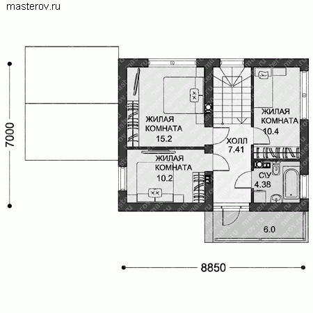 Проект пенобетонного дома № C-100-5P - 2-й этаж