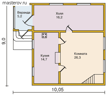 Уютный деревянный дом № C-147-1D [Лукоморье] - 1-й этаж