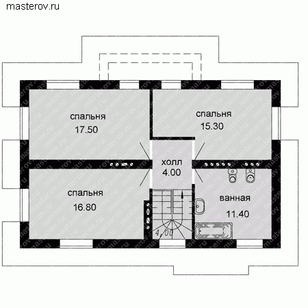 Проект пенобетонного дома № C-210-1P - 2-й этаж