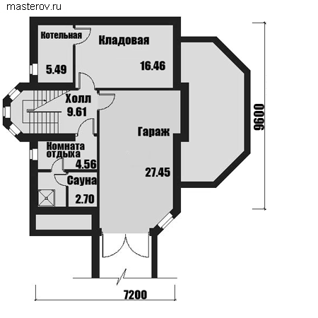 3 этажный дом с гаражом № C-229-1P - цоколь