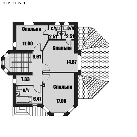 3 этажный дом с гаражом № C-229-1P - 2-й этаж