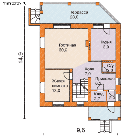 Проект умного дома № C-242-1K [32-30] - 1-й этаж