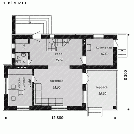 Проект трехэтажного дома  № C-246-1K - 1-й этаж