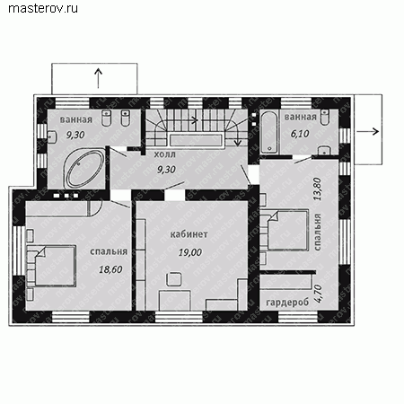 Проект трехэтажного дома  № C-246-1K - 2-й этаж