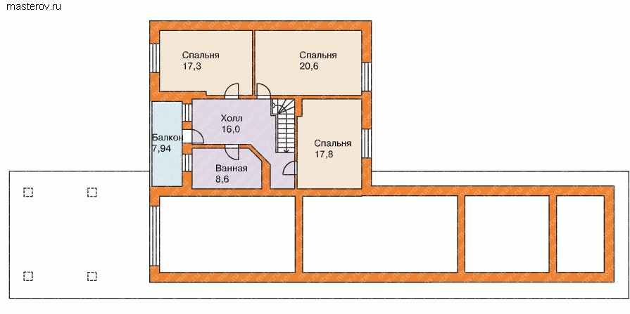 Проект дома два этажа № C-259-1P - мансарда