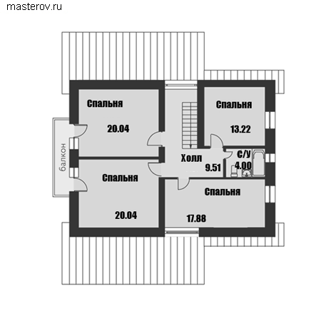 Трехэтажный дом с террасой № C-274-1K - мансарда