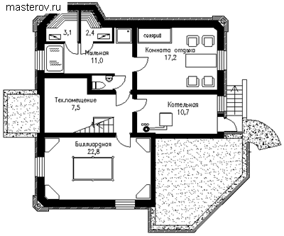 Проект дома четыре этажа № C-303-1P - цоколь
