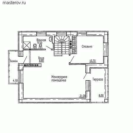 Дом с цокольным этажом и мансардой № C-310-1K - мансарда