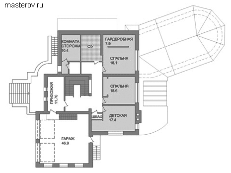 Проект коттеджа с бассейном № C-401-1K - 2-й этаж