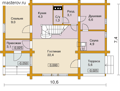 Проект дома с бильярдом № D-109-1D - 1-й этаж