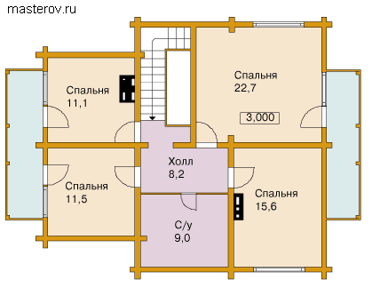 Мансардный деревянный дом № D-152-1D [F-0244-2] - мансарда