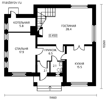 Дом с двумя балконами № D-152-3P [F-0244-1] - 1-й этаж