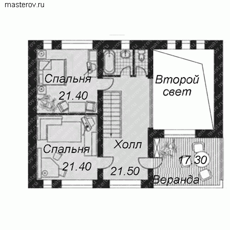 Проект пенобетонного дома № D-155-1P - мансарда