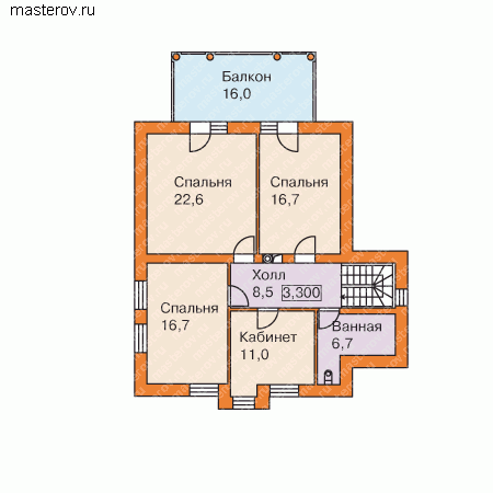 Дом 10 на 13 м № D-247-1P - 2-й этаж