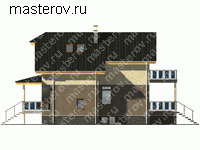 Проект кирпичного дома из теплой керамики № D-254-1K - вид справа