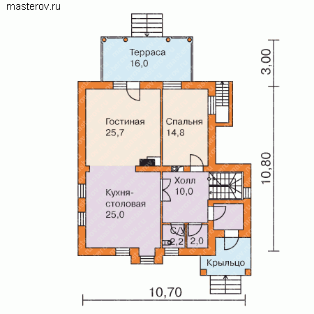 дом-коттедж 250 м № D-254-1P - 1-й этаж