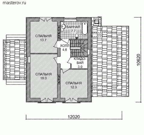 Коттедж с односкатной кровлей № E-145-1P - 2-й этаж
