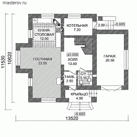 Загородный дом в немецком стиле фахверк № E-145-4P - 1-й этаж