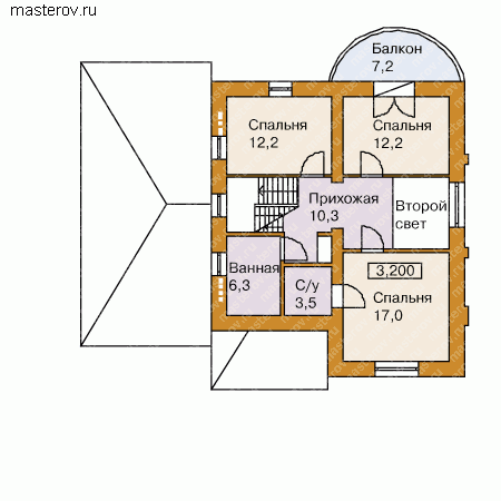 Проект дома для коттеджного поселка № E-177-1P - 2-й этаж