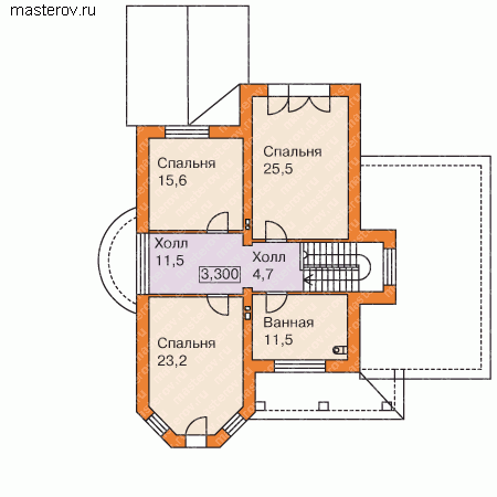 Двухэтажный коттедж № E-227-1P - 2-й этаж
