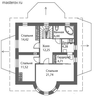 проект частного дома-коттеджа № E-232-1P - 2-й этаж