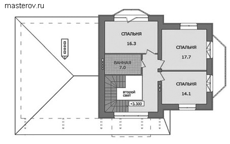Типовой проект 3-х этажного дома № E-255-1K - 2-й этаж