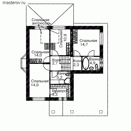 проект загородного дома № F-157-1K - 2-й этаж