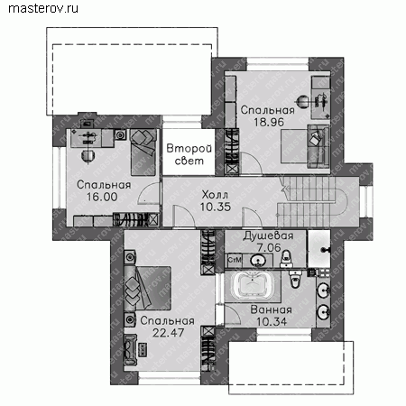 Частный дом 4 спальни № F-193-1P - 2-й этаж
