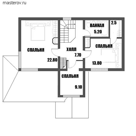 типовой проект дома из бруса № F-234-1D - 2-й этаж