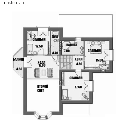 Газобетонный жилой дом № F-257-1P - 2-й этаж