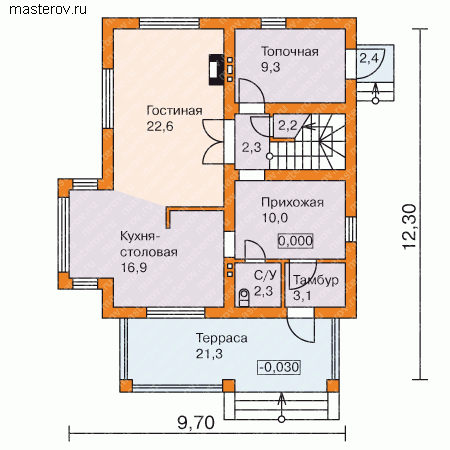 Проект пенобетонного дома № G-138-1P - 1-й этаж