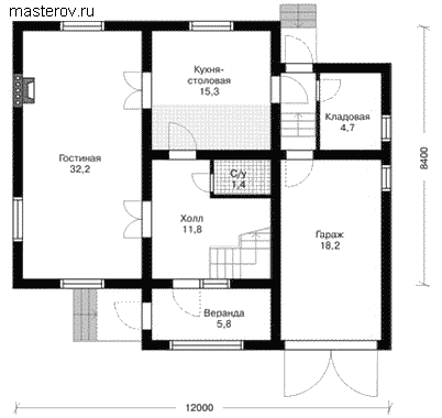 проект дома с 2 входами № G-154-1K - 1-й этаж