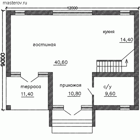 Проект пенобетонного дома № G-158-1P - 1-й этаж