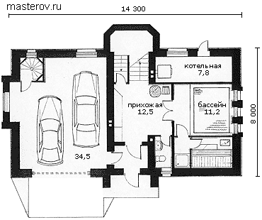 проект кирпичного дома-коттеджа № G-256-1K - 1-й этаж