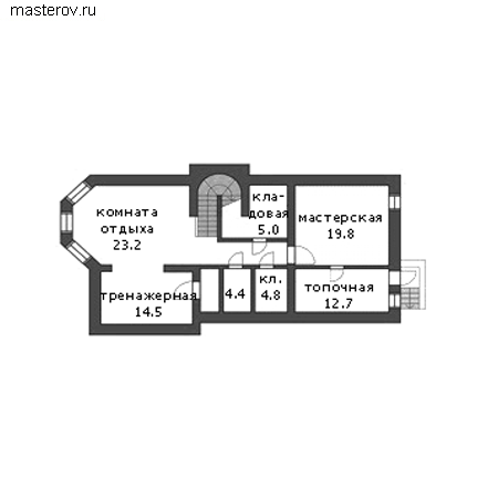 Дом с террасами на 2 этажах № G-397-1K - цоколь
