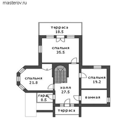 Дом с террасами на 2 этажах № G-397-1K - 2-й этаж