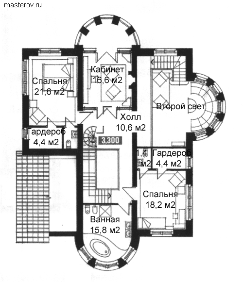 Дом с сауной, бассейном и гаражом № G-404-1K - 2-й этаж